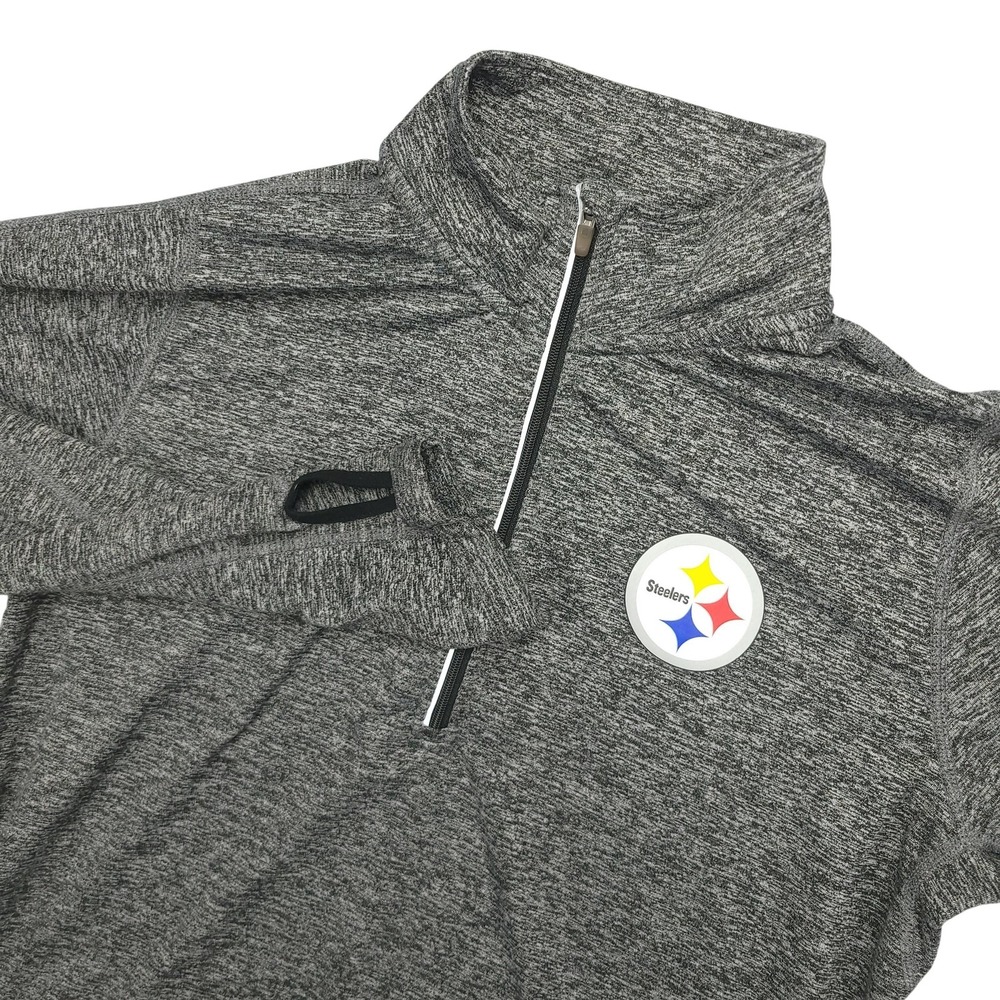 Pittsburgh Steelers Shirt Womens Medium Gray NFL Football Nike Dri Fit 1/4 Zip